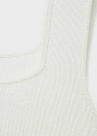 Fine-knit top with low neckline
