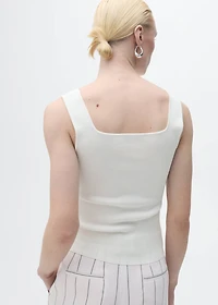 Fine-knit top with low neckline