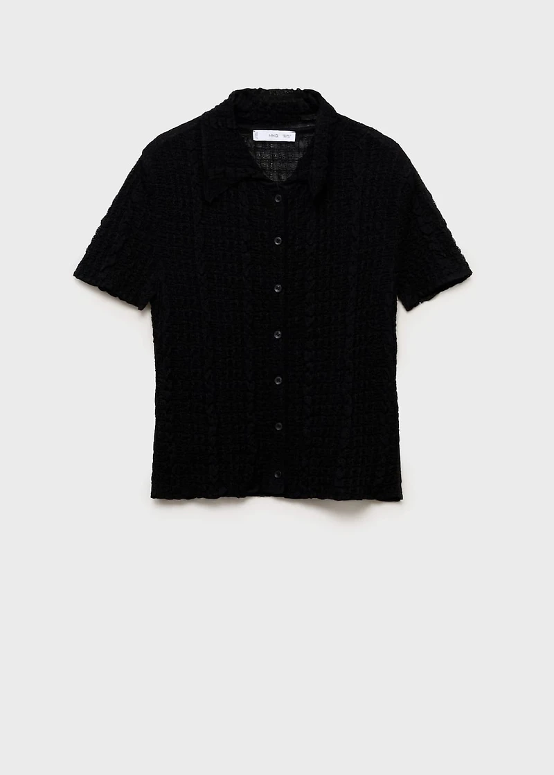 Textured polo-neck cardigan