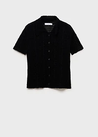 Textured polo-neck cardigan