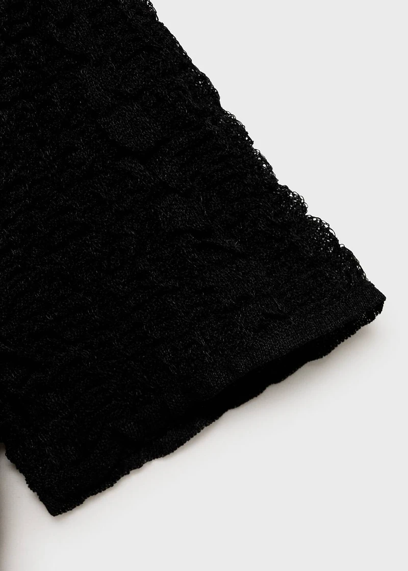 Textured polo-neck cardigan