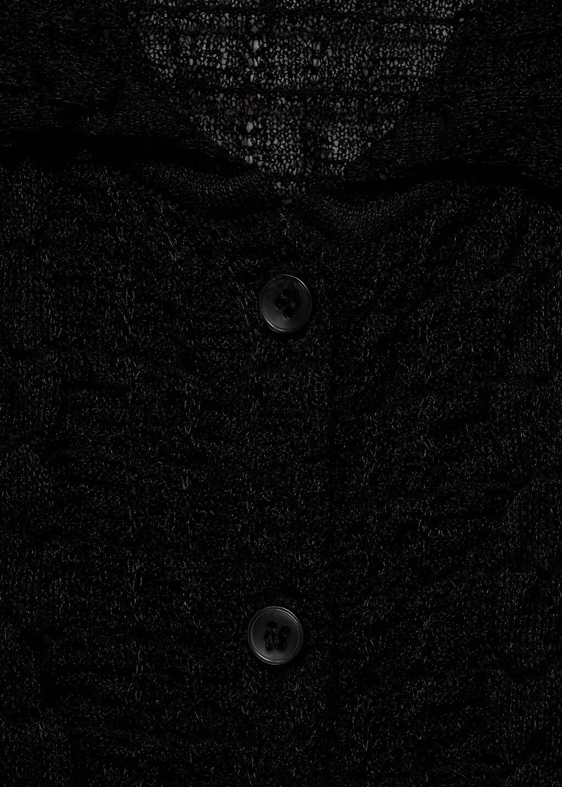 Textured polo-neck cardigan