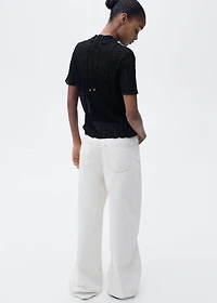 Textured polo-neck cardigan