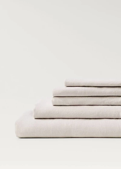 Washed linen fitted sheet for 160 cm bed