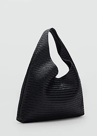 Large braided leather shoulder bag