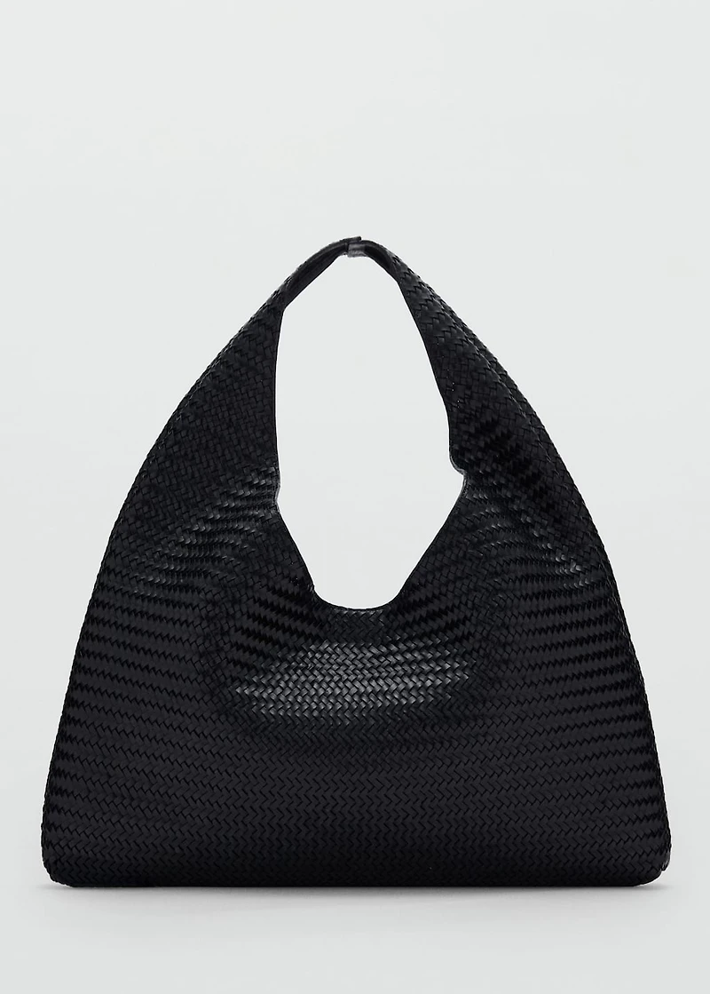 Large braided leather shoulder bag