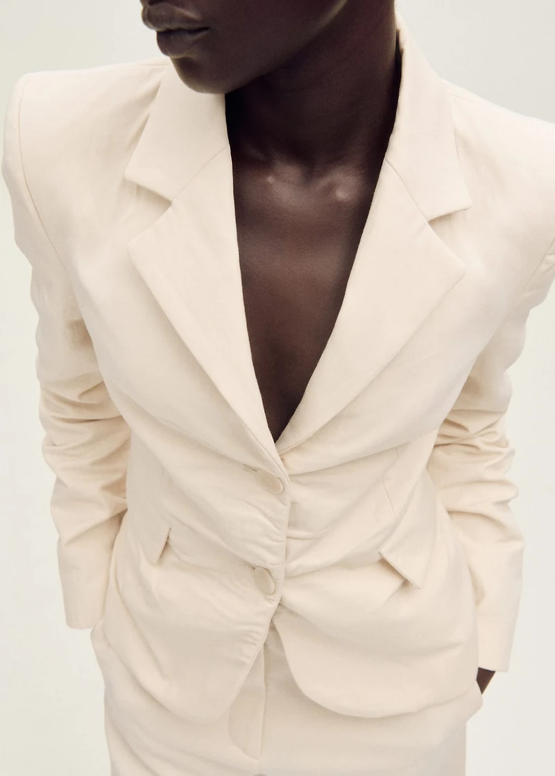 Wrinkled linen-blend suit blazer