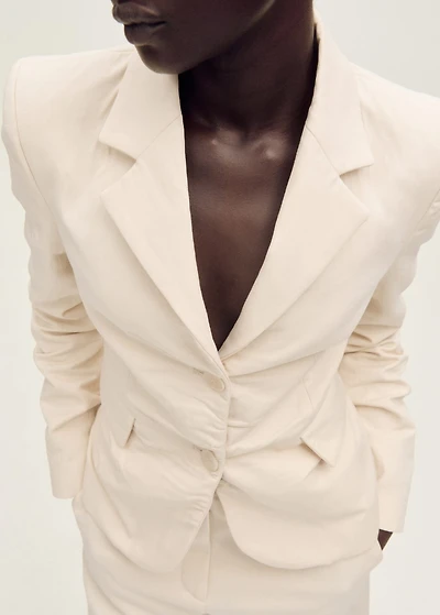 Wrinkled linen-blend suit blazer