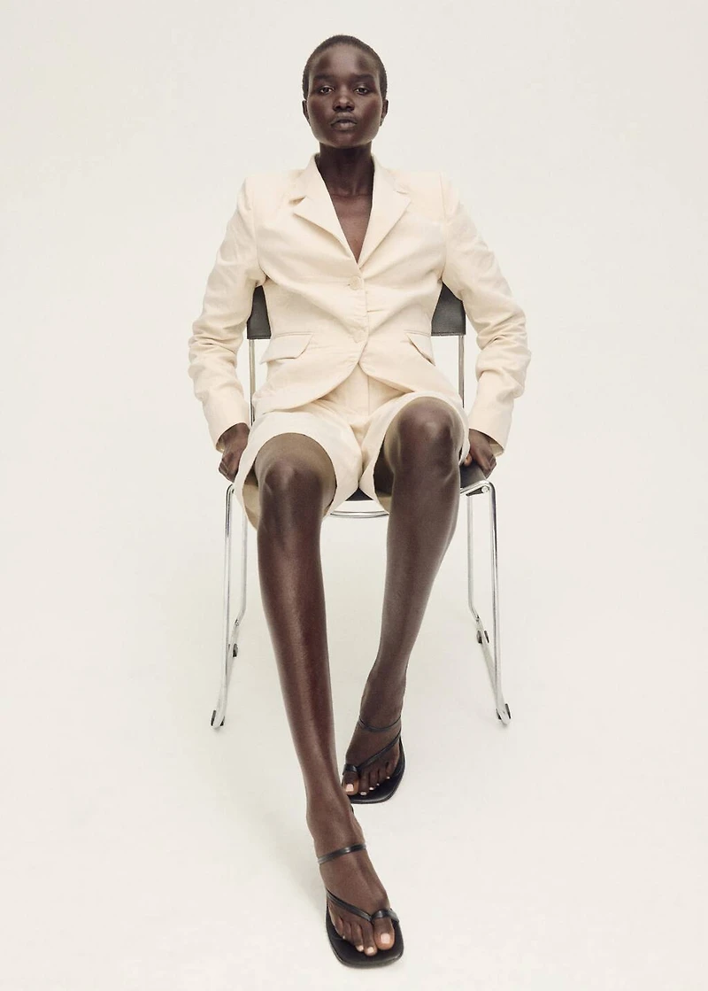 Wrinkled linen-blend suit blazer