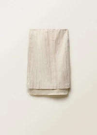 Combined linen-blend midi-skirt
