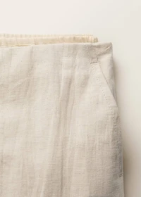 Combined linen-blend midi-skirt