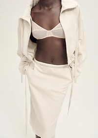 Combined linen-blend midi-skirt