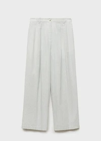 Straight-fit linen-blend suit pants