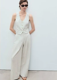 Straight-fit linen-blend suit pants