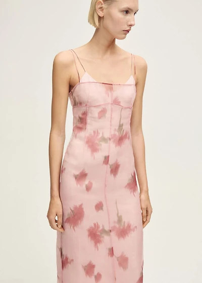 Floral-print combined dress