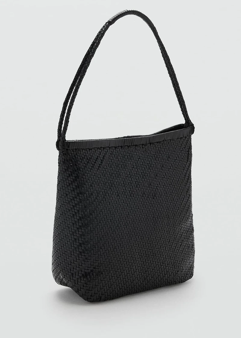 Medium braided leather shoulder bag