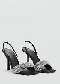 Heeled sandal with strass strap