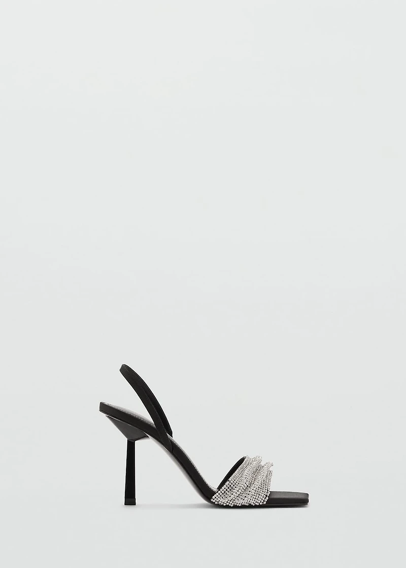Heeled sandal with strass strap