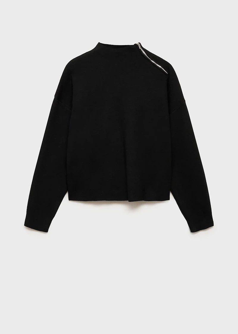 Perkins-neck sweater with zip