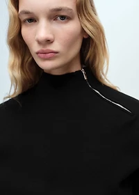 Perkins-neck sweater with zip