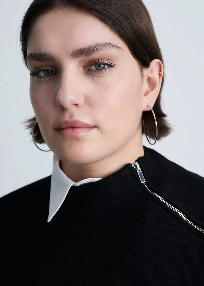 Perkins-neck sweater with zip