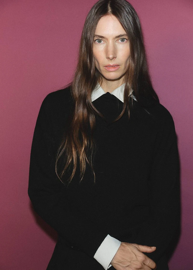 Perkins-neck sweater with zip