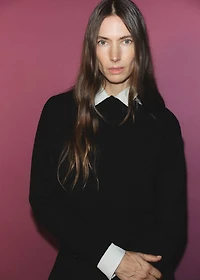 Perkins-neck sweater with zip