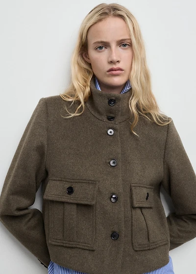 Wool-blend jacket with pockets