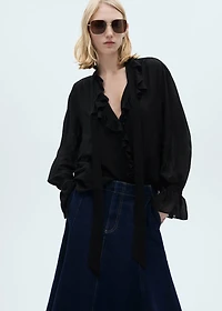 Flared denim skirt