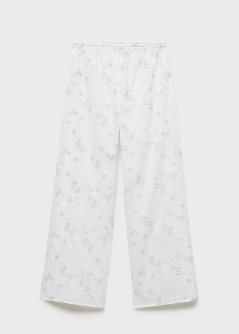 Embroidered pajama pants