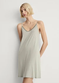 Cotton nightdress with lace trim