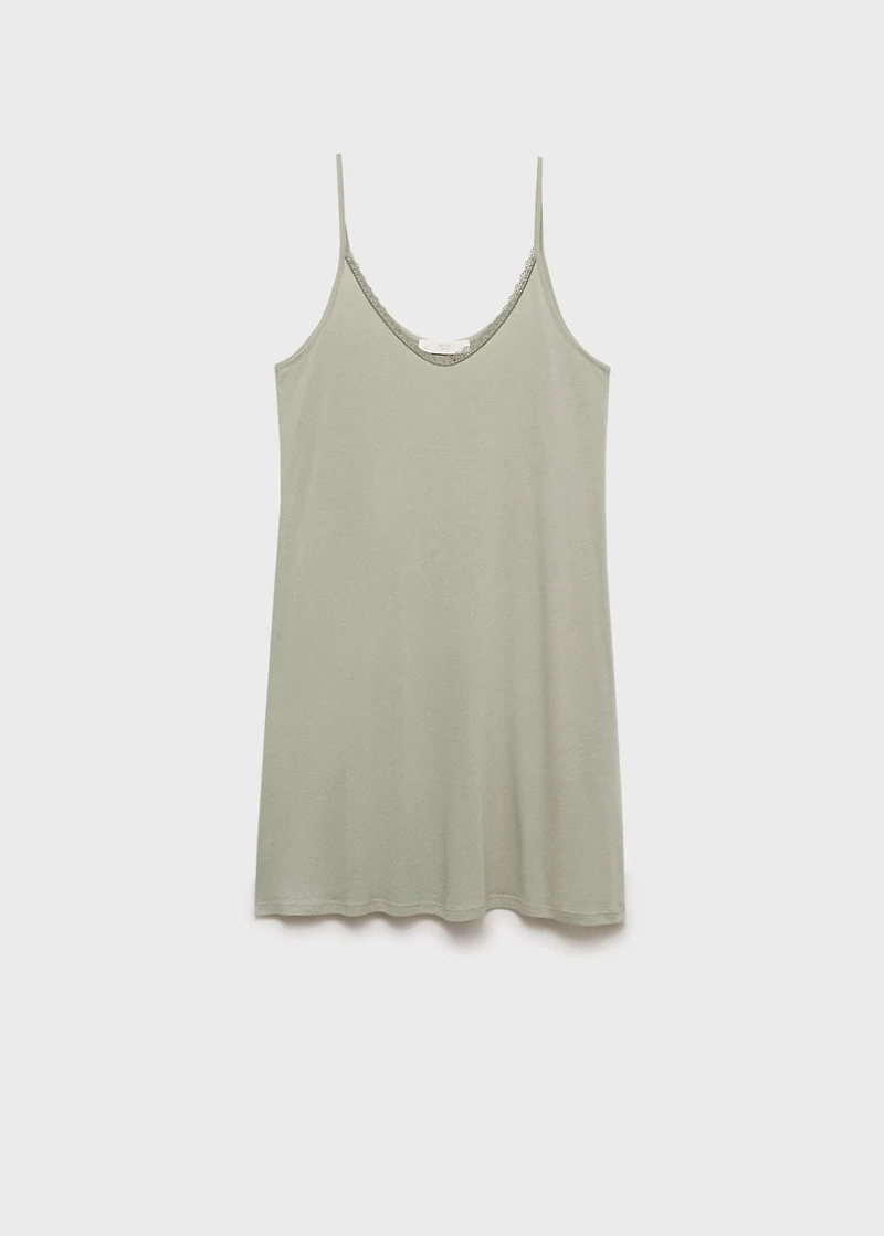 Cotton nightdress with lace trim