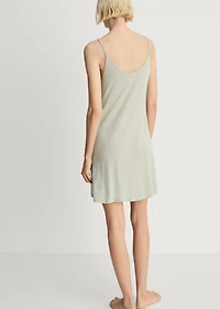Cotton nightdress with lace trim