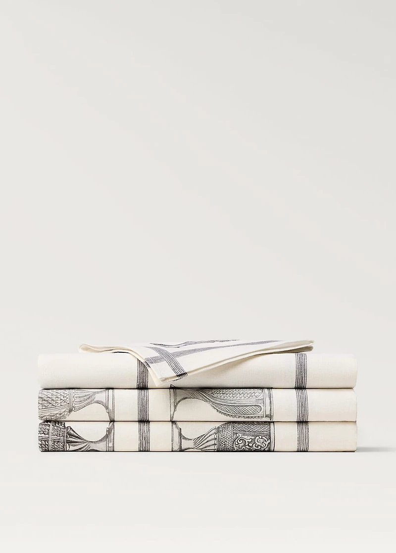 Linen-cotton tablecloth with glass print for 6 to 8 diners
