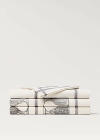 Linen-cotton tablecloth with glass print for 6 to 8 diners