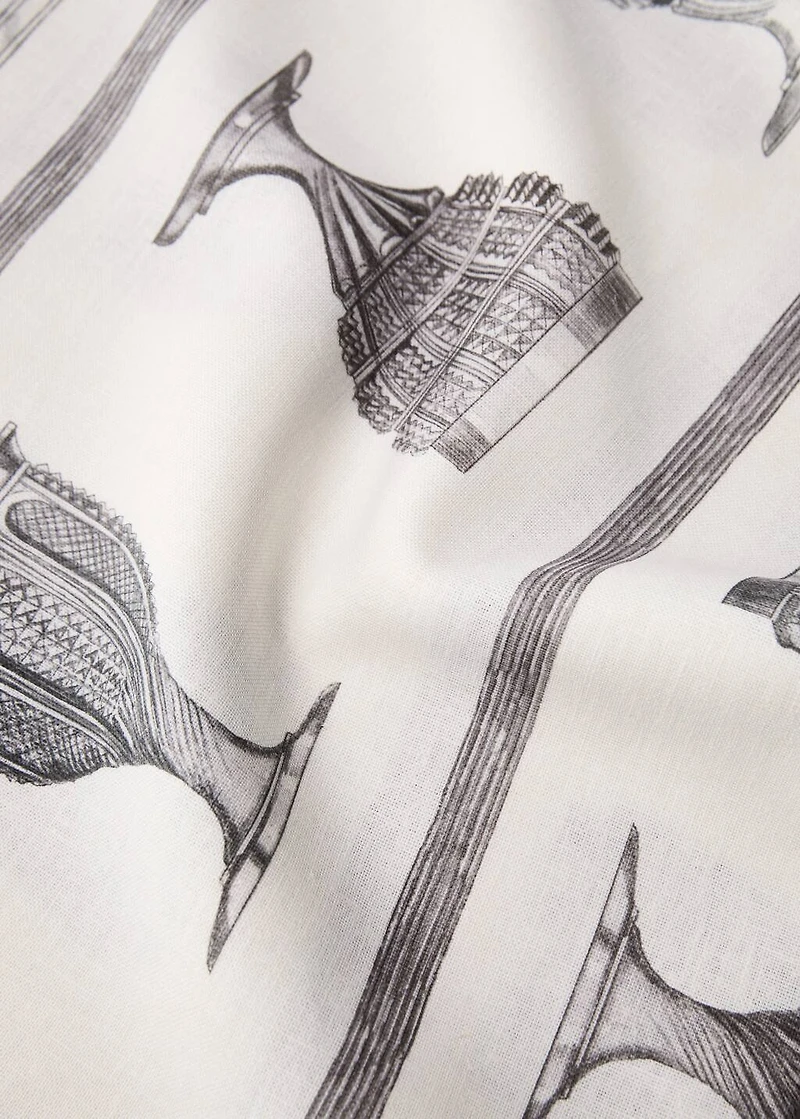 Linen-cotton tablecloth with glass print for 6 to 8 diners