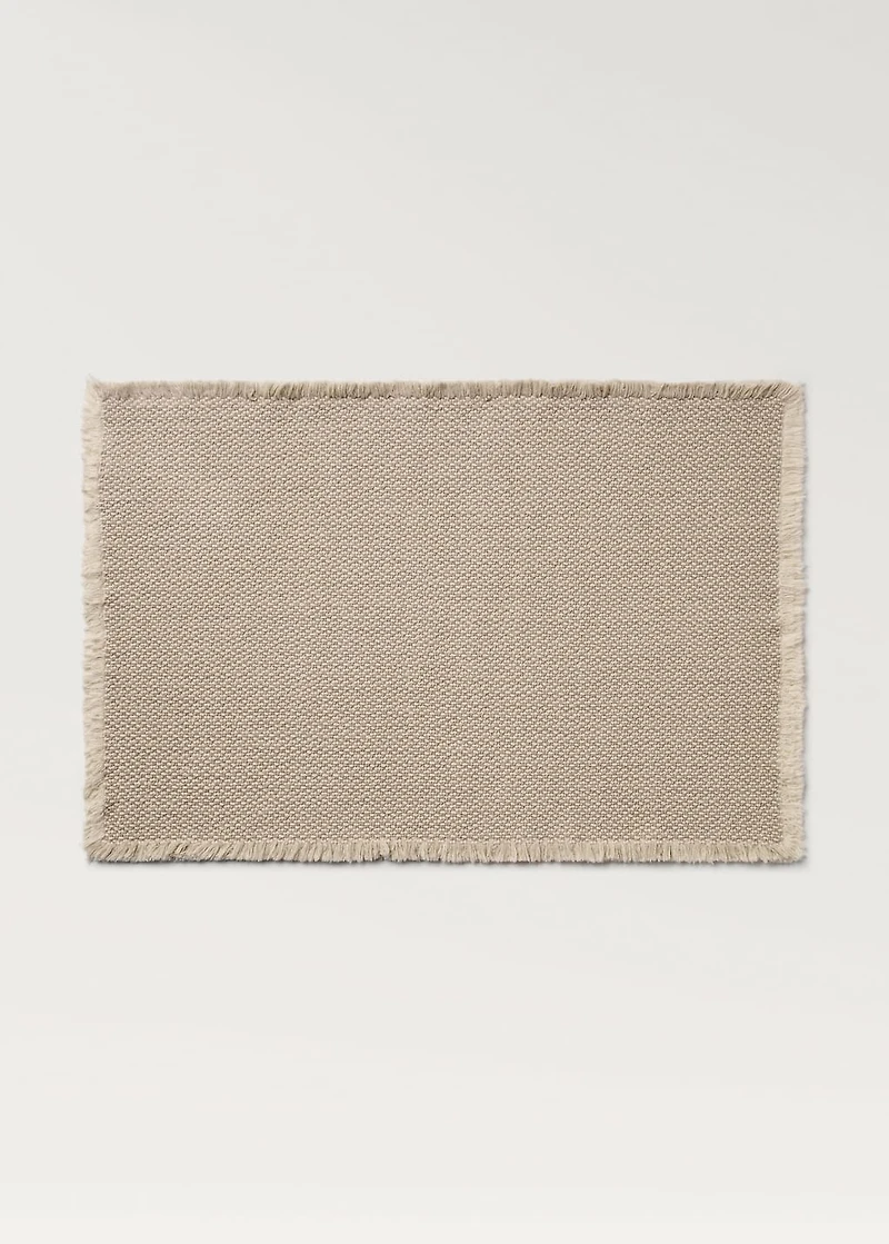 Cotton linen bathroom rug with fringes