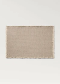 Cotton linen bathroom rug with fringes
