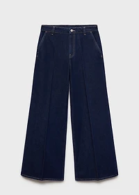 High-rise wide leg rinse-wash jeans