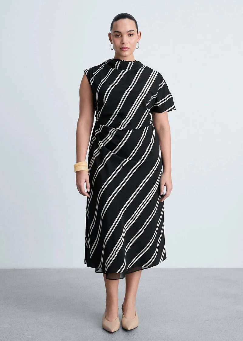 Stripe-print midi-dress