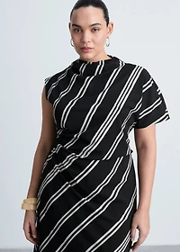 Stripe-print midi-dress