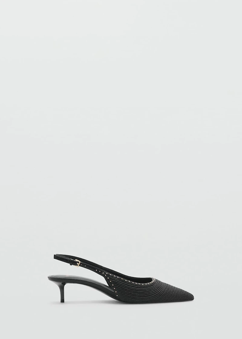 Natural fiber kitten-heel shoes