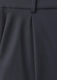 Wide leg wool-blend pleated pants
