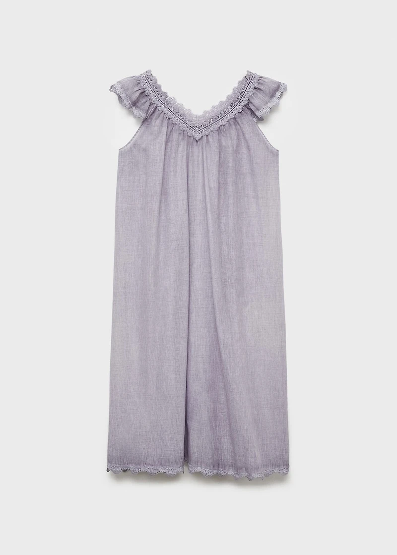 Overdyed lace cotton nightdress