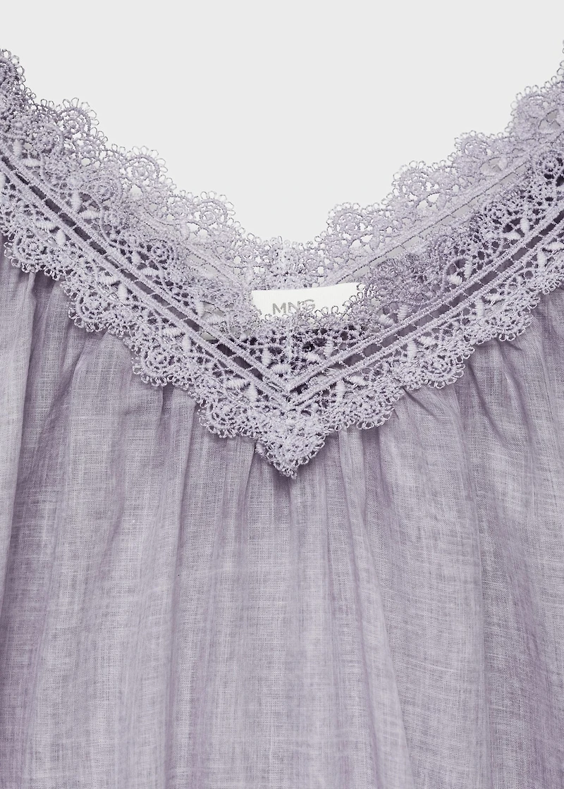 Overdyed lace cotton nightdress