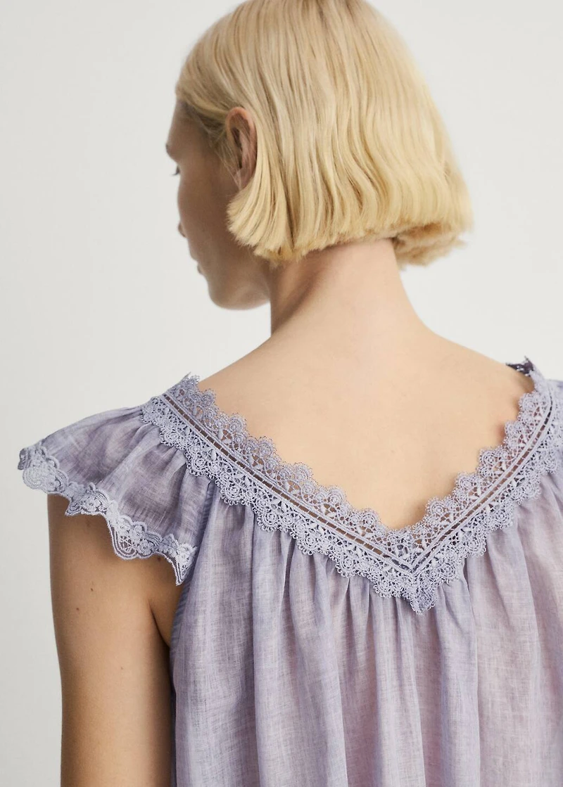 Overdyed lace cotton nightdress