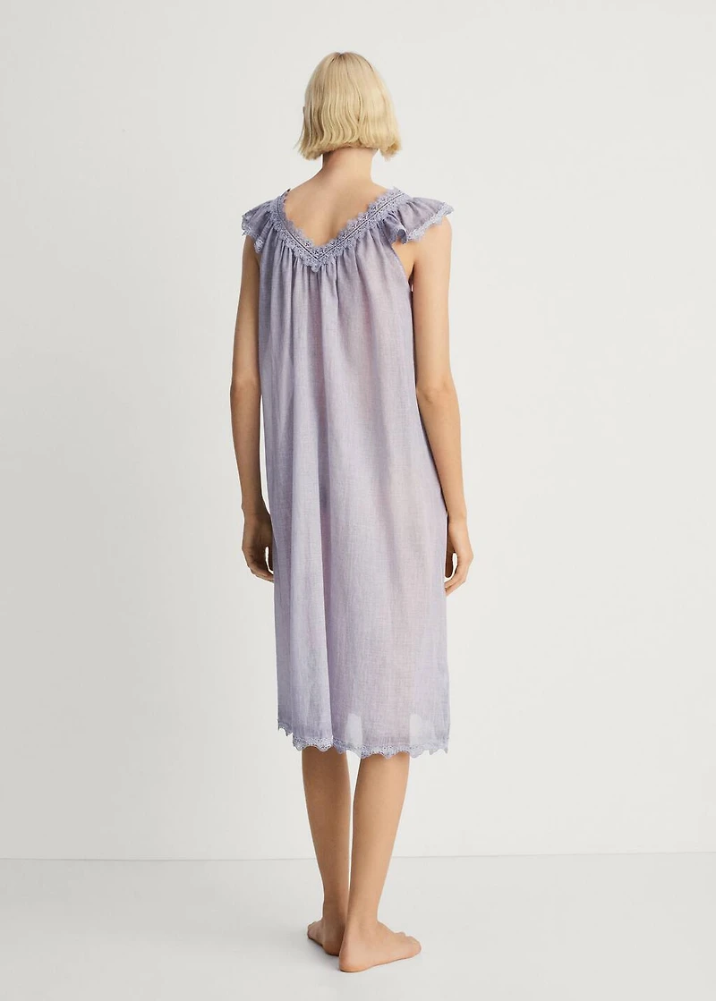 Overdyed lace cotton nightdress