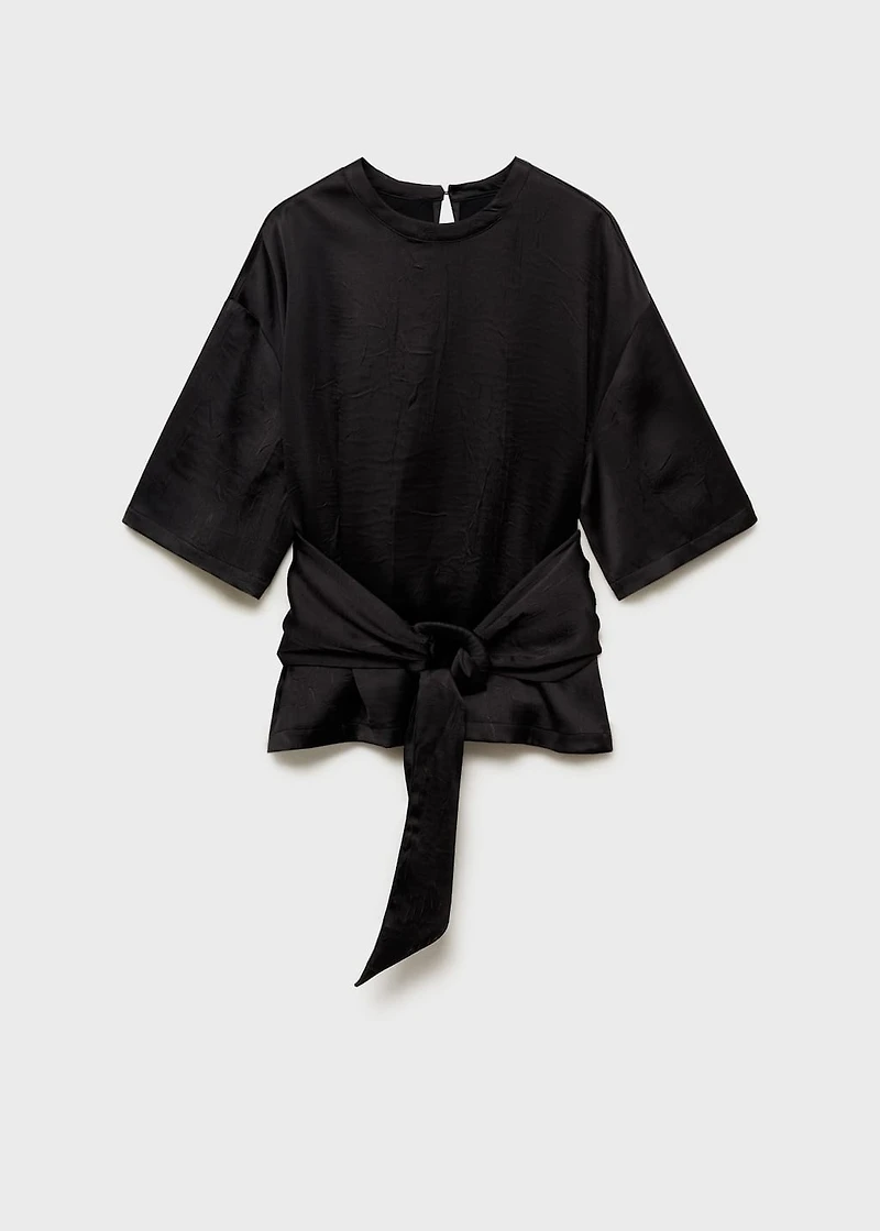 Satin blouse with belt