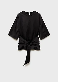 Satin blouse with belt
