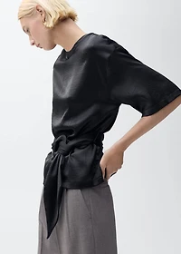 Satin blouse with belt